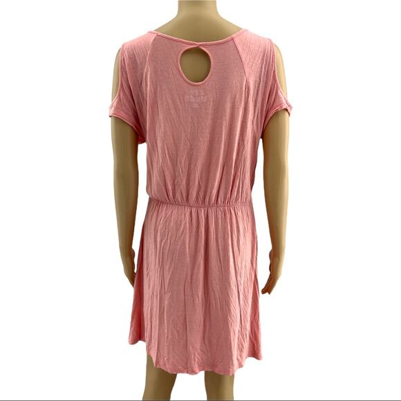 Mudd SMALL Pink Floral Cold Shoulder Short Sleeve Mini Dress - Picture 4 of 5